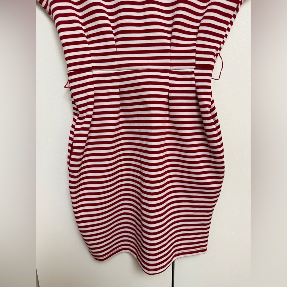 Women’s Red and White Striped Mini Dress - Picture 3 of 4